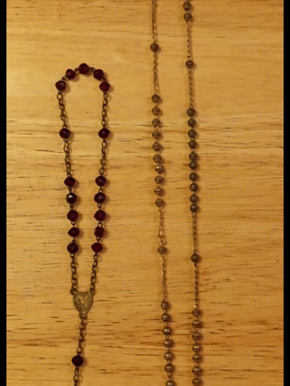 Elegant Women's Beaded Rosary Necklaces in Deep Garnet Red (Set 2)